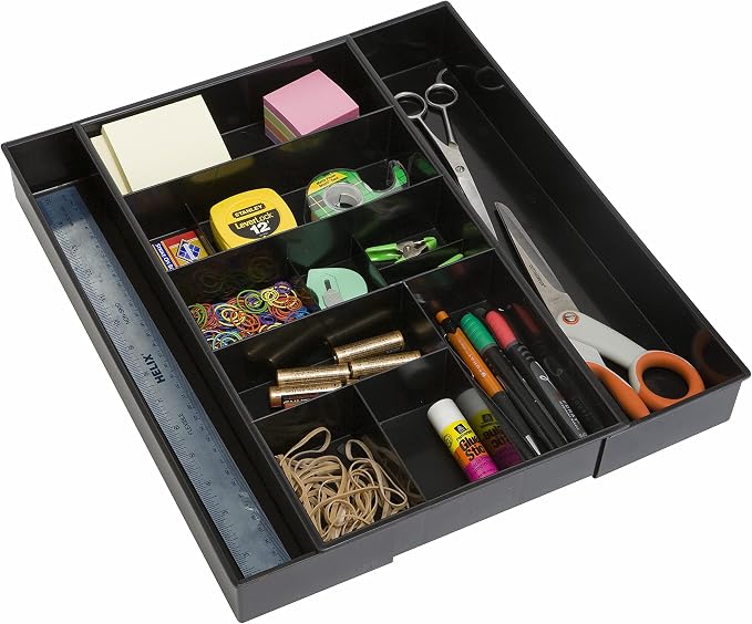 Dial Industries Expandable Office Drawer Desk Organizer Storage Tray | Adjusts to fit narrow or wide drawers, Keeps pens, tools and small items separated, Great for desks, offices or kitchens - Image 7