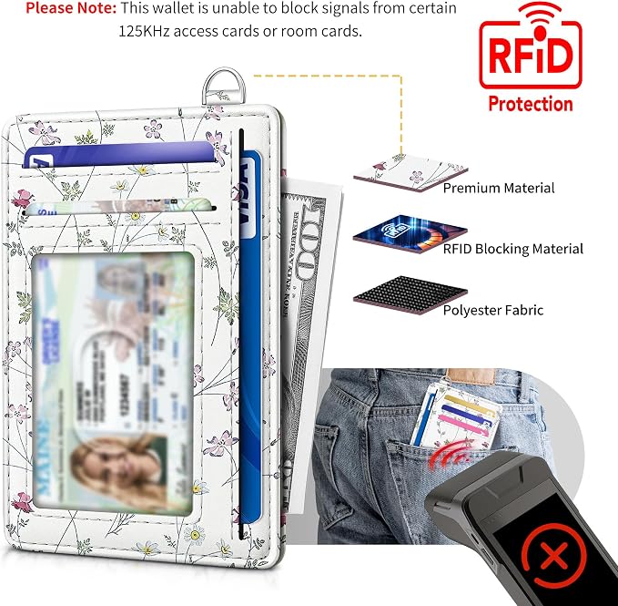Mayski Slim Wallet, Credit Card Holder for Women, Minimalist Front Pocket RFID Blocking Card Cases, Small Wallet Women Men(Flower) - Image 4