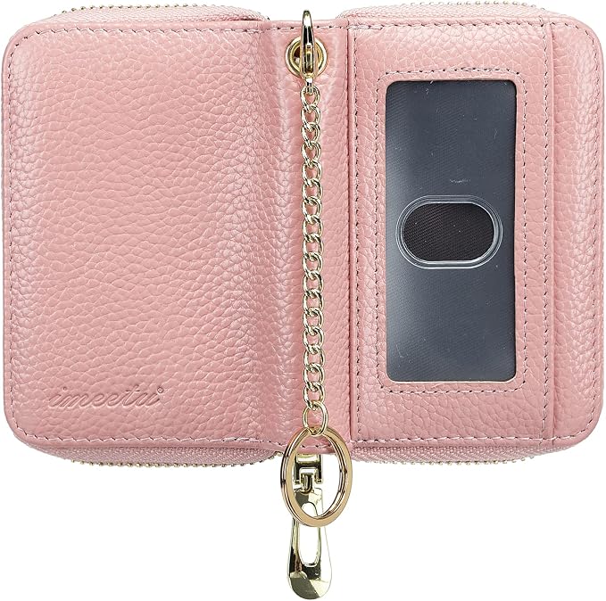 imeetu Rfid Credit Card Holder, Businese Card Case, Wallet for Women Men | Genuine Leather Card Wallet with id Window, Keychain & Double Zipper, Water-resistan Small Wallet with Gift Box, Daily Travel - Image 2