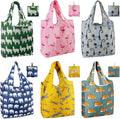 BeeGreen Animal Reusable Shopping Bags Cute Grocery Bag 6 Pack, Christmas Gift Bags Heavy-Duty Foldable Shopping Totes for Supermarket, Work & Travel, Large Washable Polyester Tote Bag with Handles by BeeGreen