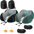 CloudBliss Memory Foam Travel Neck Pillow Airplane, 2 Pack, Black & Green by CloudBliss