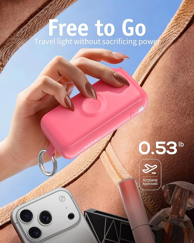 RORRY Flow Portable Charger 10000mAh 40W Wall Plug Power Bank Battery Pack | Built-in USB-C Cable, Keychain Design, Fast Charging, for iPhone 17/16/15, Apple Watch, iPad, 3-in-1, Travel Essential - Image 3