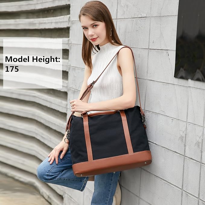 Bluboon Travel Tote Bags with Zipper Ladies Canvas Bag Weekender Overnight Bag for Women Carry on Duffel Bag Trolley Sleeve - Image 4