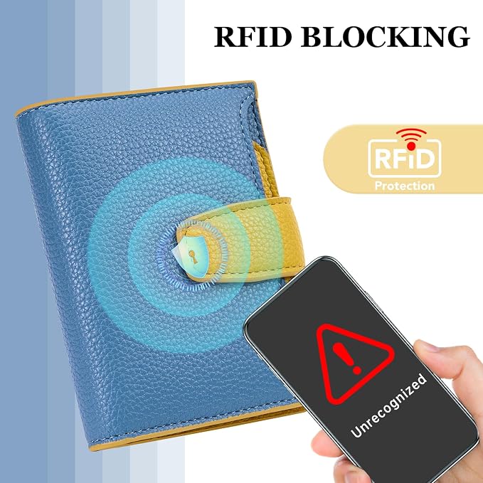 Small Wallet Women RFID Blocking Soft Leather Bifold Compact Card Holder Wallet for Women with Zipper Coin Pocket 4 ID Window - Image 4