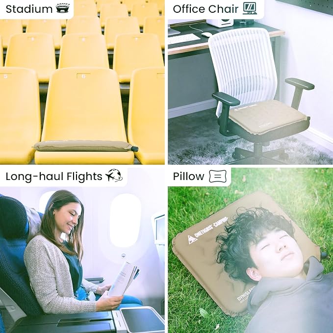 ONETIGRIS Inflatable Seat Cushion, Lightweight Waterproof Seat Pad | Lightweight waterproof inflatable cushion for camping, stadiums, travel, office chairs, car seats and outdoor events - Image 7