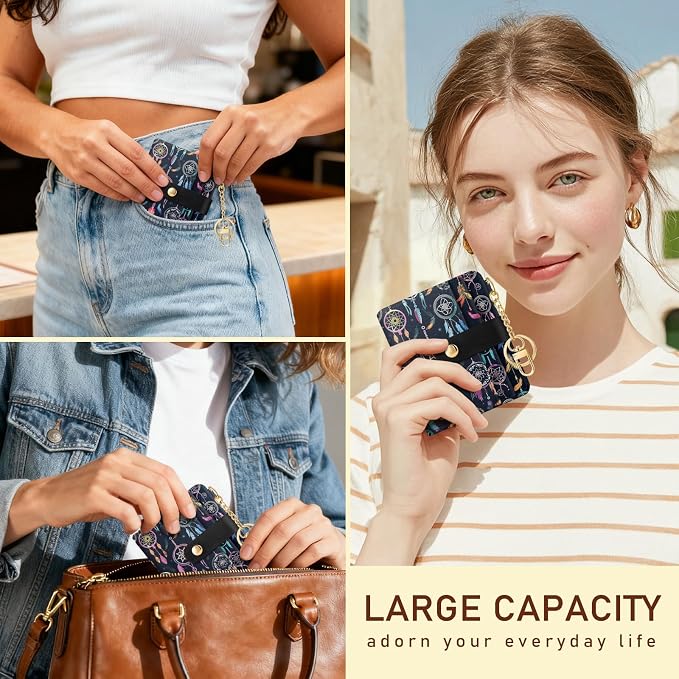 Jogjam Dream Catchers Rfid Women Wallet, Small Slim Credit Card Holder | PU Leather Bifold Cash Zipper Coin Pocket ID Window, for Female Ladies Teen Girls Girly Gifts - Image 2