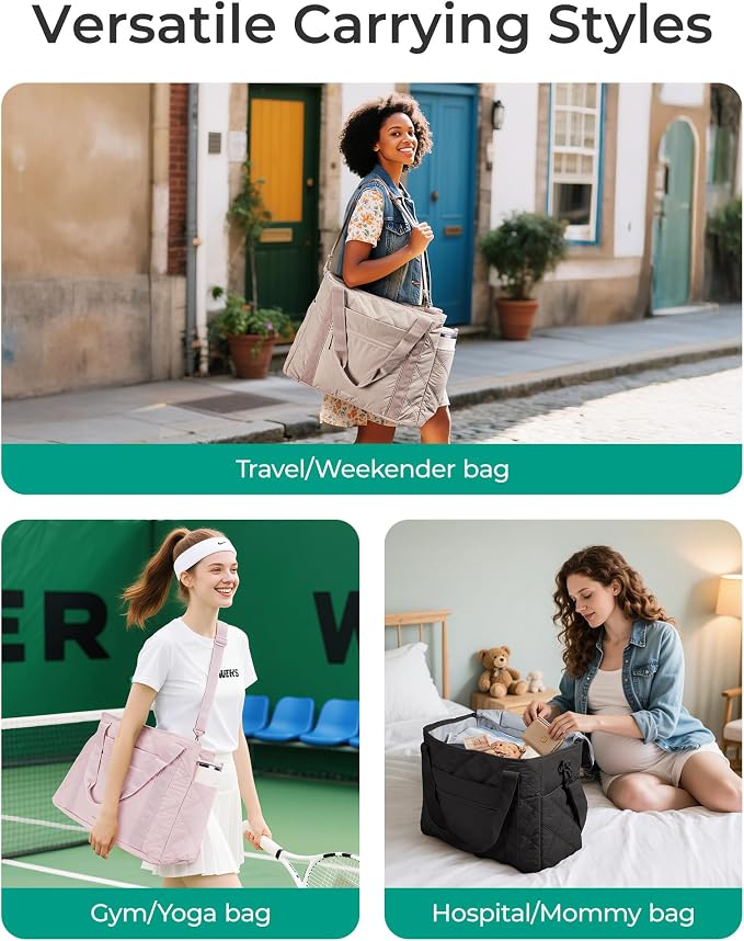 BAGSMART 38L Travel Duffle Bag, Weekender Overnight Hospital Bag | Carry-On Personal Item Large Tote for Women Labor Delivery - Image 7