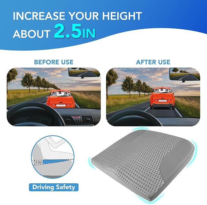Lofty Aim Car Seat Cushion, Car Seat Pillow, Automotive Cushion | Memory Foam Car Seat Cushion for Long Driving, Butt Pillow for Pain Relief, Driver Seat Cushion for Car, Office, Dark Gray - Image 4