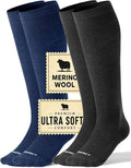 Silky-Soft Merino Wool Compression Socks 15-20 mmHg for Women & Men 2 Pairs | High-Stretch Adaptive Fit | Moisture-Wicking & Breathable | Seamless Toe| Cushioned Sole | Ideal for Flying, Travel & Running by Bbfrey