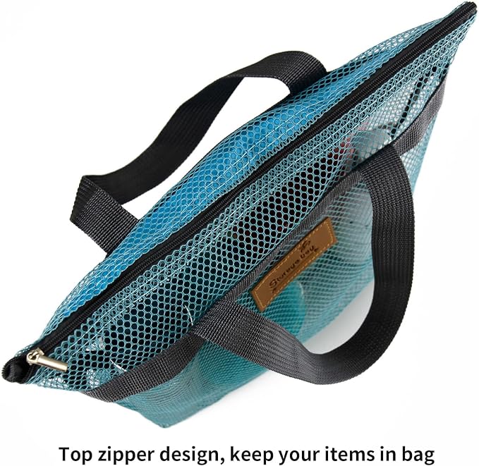 Mesh Shower Caddy Bag Portable Hanging Toiletry and Bath Organizer with Zipper for Travel, Gym, Camping, College Dorms, Beach - Image 2