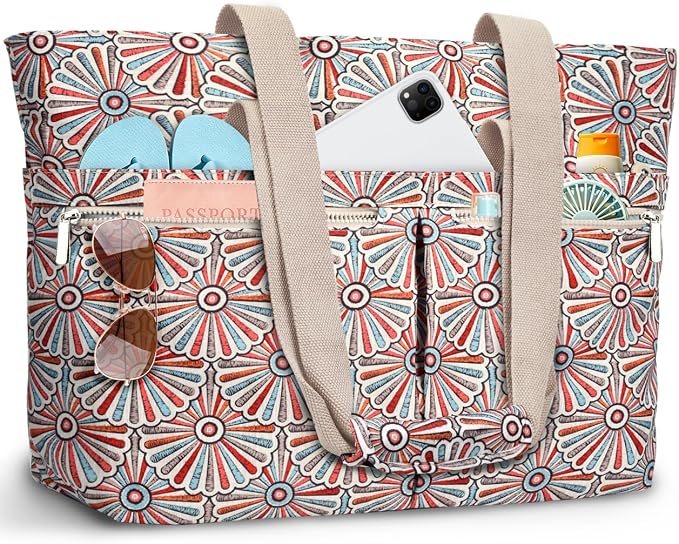HUANLANG Large Beach Bags for Women Pool Bag with Zipper, Waterproof Sandproof Beach Tote Travel Bag with Wet Pocket by HUANLANG