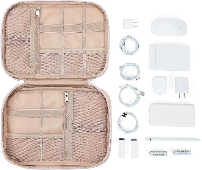 NISHEL Travel Cord Organizer, Electronic Cable Accessories Storage Bag | Bag for chargers, cables, phones, hard drives, USB devices and SD cards, ideal for travel and daily use,Pink - Image 5