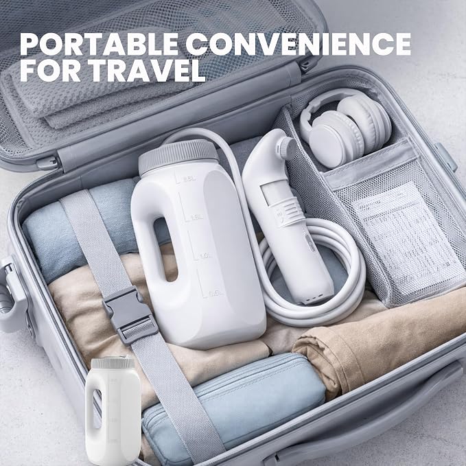 2Clean Portable Bidet, USB Rechargeable High Pressure Travel Sprayer, Home | 2.5L water container with adjustable spray and wall bracket. Lightweight portable bidet for travel, home, camping, and work. - Image 7