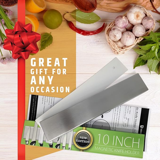 Premium 10 Inch Stainless Steel Magnetic Knife Holder For Wall - Professional Magnetic Knife Strip - Space-Saving Knife Rack/Knife Bar With Powerful Magnetic Pull Force (Upgraded Version) - Image 8