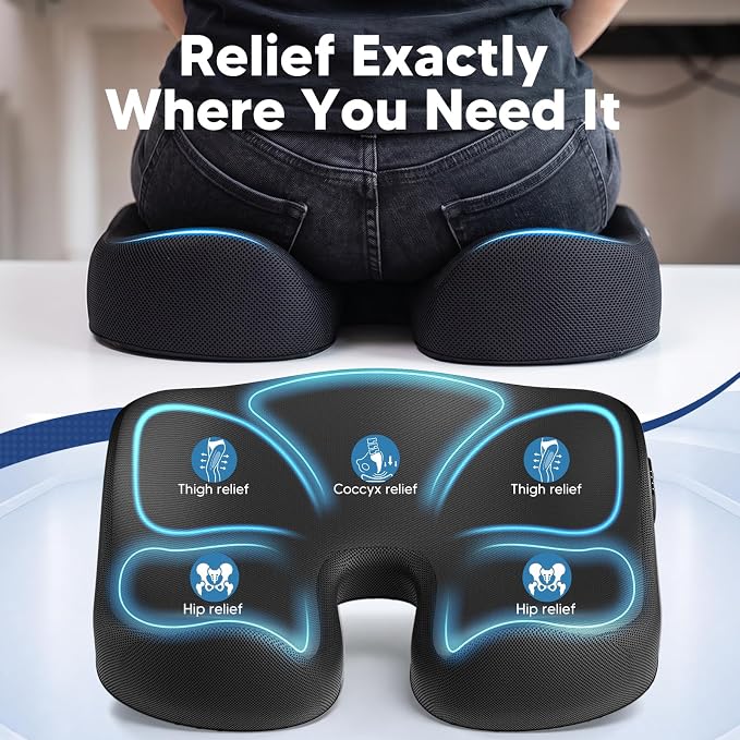 Smart Seat Cushion with Built-in Reminder & Memory Foam for Office Chair, Ergonomic Chair Cushions for Hip, Coccyx, Tailbone, Sciatica Pain Relief - Image 7