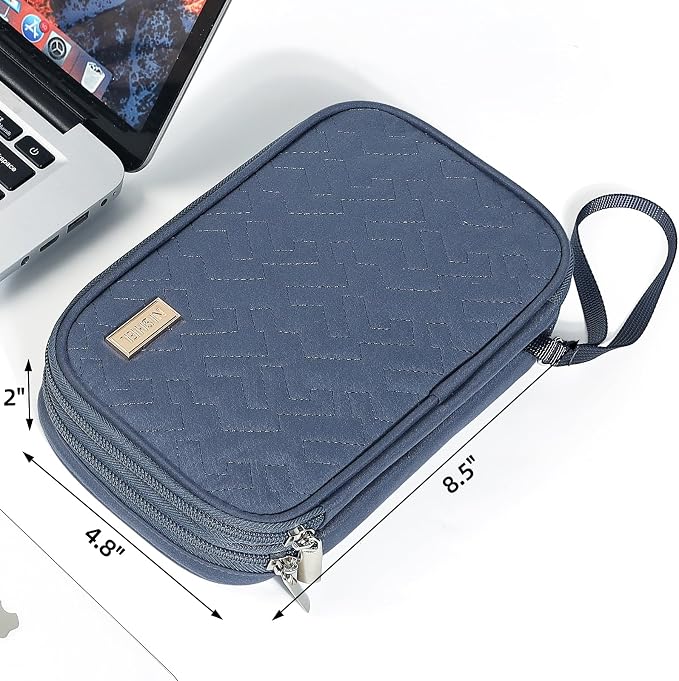 NISHEL Electronics Travel Organizer Cord Case, Charger Cable Tech Bag | Double-layer bag keeps chargers, cables, flash drive, and small tech essentials organized for trip, Medium, Aegean-Blue - Image 6