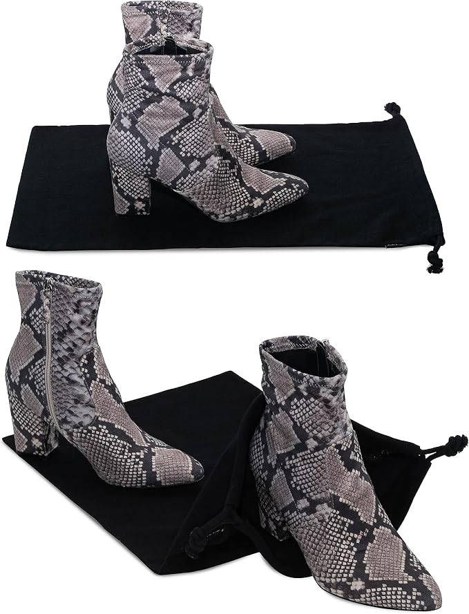 ZENPAC Cloth Bags, Black Duster Flannel Boot Storage with Drawstring Closure, Washable Breathable Cotton Fabric for Shoe, Luggage, 12.5x20.5, 2 Pack - Image 4