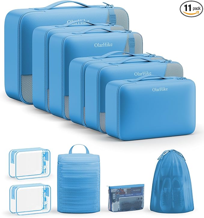 OlarHike 11 Set Packing Cubes for Travel,Gifts for Women Mom,Anti-Tearing Suitcase Organizer,with Over 1000 pcs Mesh Holes,Vacation Essentials & Accessories for Cruise Ship by OlarHike