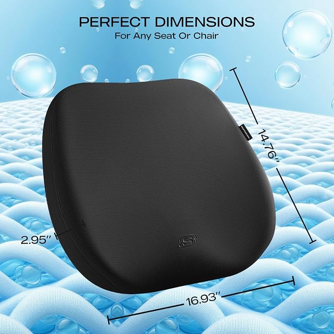 Skechers Seat Cushion Premium Gel & Memory Foam-Office Chair Cushion for Tailbone Pain Relief,Butt Pillow for Office Chair,Car seat Cushion,Long Sitting Office Workers,and Car Drivers,Black - Image 4