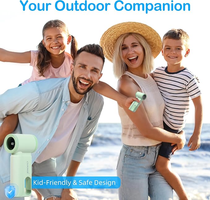 CIVPOWER Portable Mini Fan Handheld: Personal Travel Fan USB Rechargeable - 100 Speed Turbo Fan with LED Display - Pocket Size 8H Max Runtime, Outdoor Sport Hiking Concert Gift for Women Men, Green - Image 8
