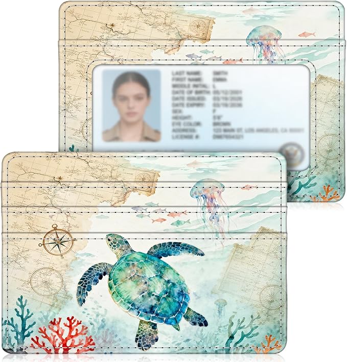 FINTIE Slim Minimalist Front Pocket Wallet RFID Blocking Credit Card Holder | Card Cases with ID Window for Men Women, underwater world by Fintie