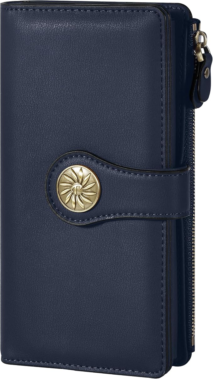 Travelambo Women's Wallet RFID Blocking Trifold Clutch Large Capacity Credit Card Holder Travel Purse by Travelambo