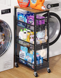 Laundry Room Slim Rolling Cart with Wheels for Between Washer and Dryer Gap | Utility Slim Storage Cart with Table Top, Small Laundry Organizers and Storage Shelves, Thin Shelf for Narrow Spaces, 4 Tier by Unknown