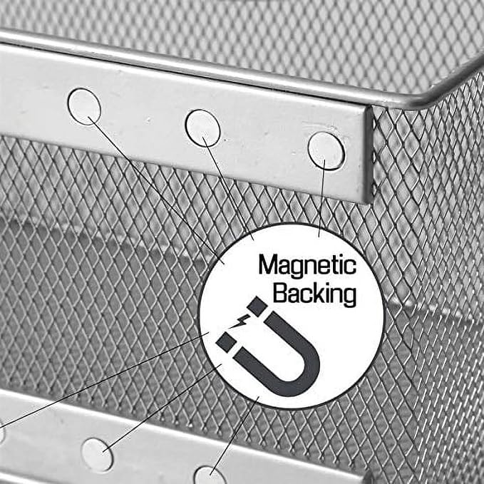 YBM Home Magnetic Basket Storage Organizer with 16 Strong Magnets for Metal Desk, Fridge, Whiteboard, and Wall Locker Accessories, Large (8-Pack) - Image 3
