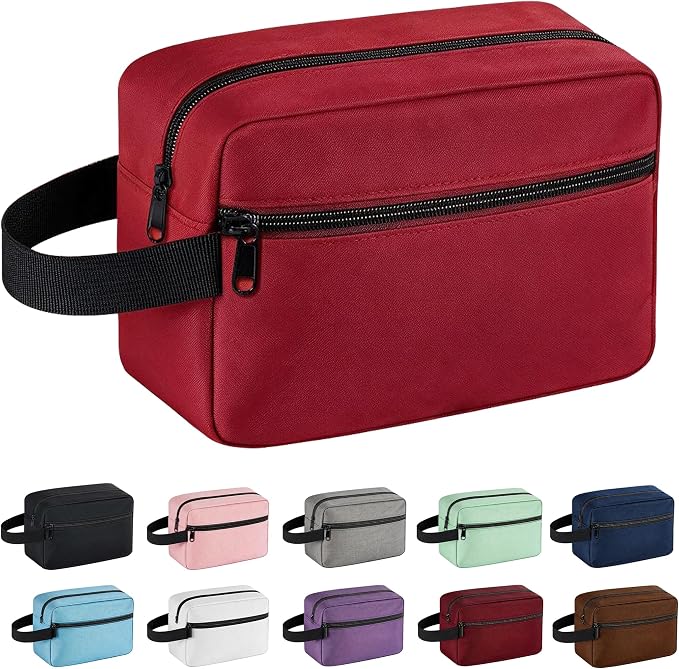 Travel Toiletry bag for Women and Men,Small Cosmetic Bag Hanging Lightweight Makeup Bag Small Tool Bag Travel Organizer accessories for Women Men - Dark Red by Unknown
