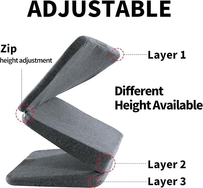 HOMBYS Adjustable Car Booster Seat for Short Drivers, 3 Heights for Different People, Adult Car Seat Cushions for Driving, Supportive Car Seat Pad for Lower Back Pain Reduce, (17"x13.8"x6.3", Grey) - Image 8