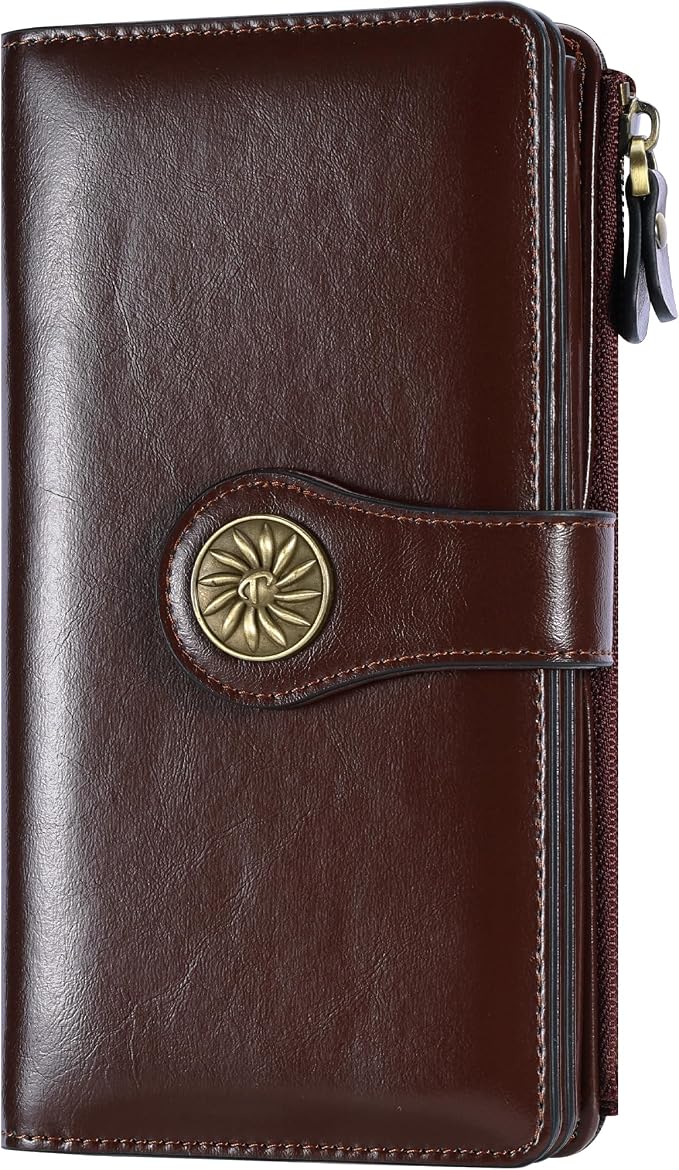 Travelambo Women's Wallet RFID Blocking Trifold Clutch Large Capacity Credit Card Holder Travel Purse by Travelambo