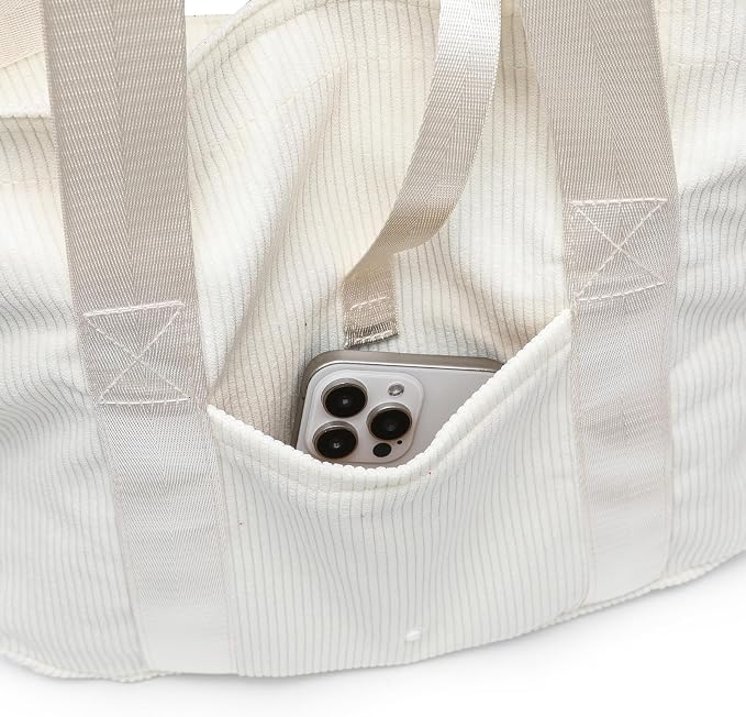 Corduroy Tote Bag Womens Foldable Purses and Handbags for Work Travel - Image 6