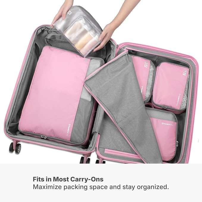 Traveler's Choice Cloverland Packing Cubes, 5-Piece Set, Pink - Image 3