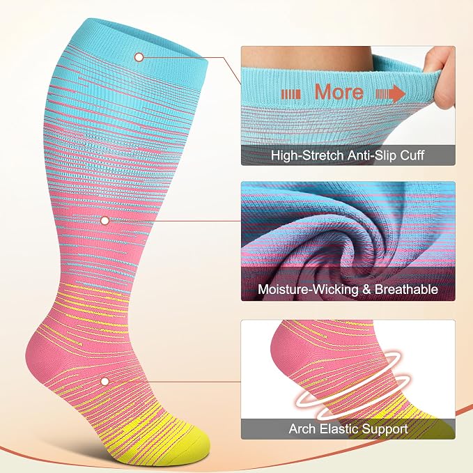Diu Life 3 Pairs Plus Size Compression Socks for Women and Men Wide Calf Extra Knee High Support for Circulation - Image 3