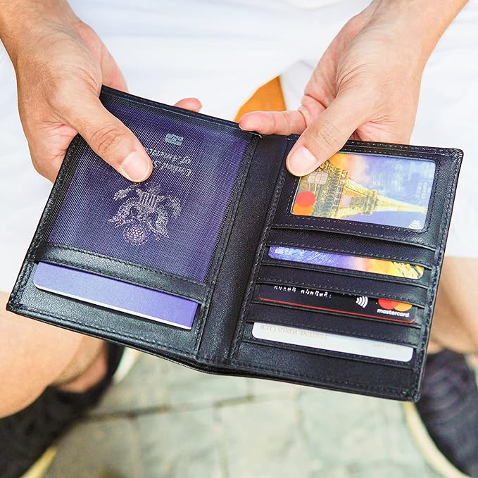 Polare RFID Blocking Napa Leather Passport Holder Travel Wallet For Men and Women (Black) - Image 3