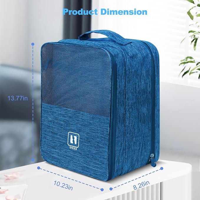 Travel Shoe Bag,Holds 3 Pairs of Shoes, for Travel&Daily Use | Large Capacity Shoe Bags for Travel,Golf Shoe Bag,Portable Dance Shoe Storage Pouch,Sneaker Storage Bag(Blue) - Image 2
