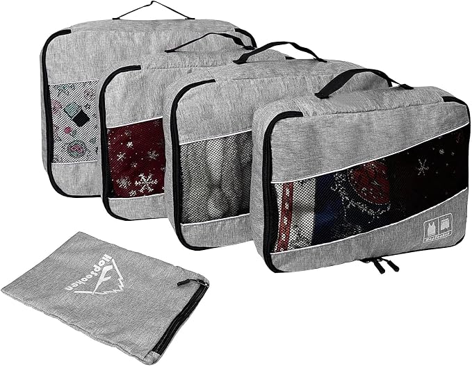 5 Set Packing Cubes for Travel Large Suitcase Luggage Organizer Bags Travel Accessories Vacation 4 Cubes 1 Laundry Pouch Bag - Image 3