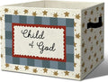 Christian Religious Positive Storage Bins Box with Handles Organizer Basket | faith gold star foldable basket for organizing, checkerboard collapsible toys clothes for playroom nursery bedroom, 10x14 in by Unknown