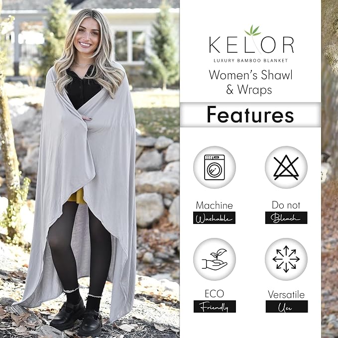 Luxury Cooling Travel Blanket - Stretchy, Lightweight Soft & Breathable Shawl Wraps for Women - Image 6
