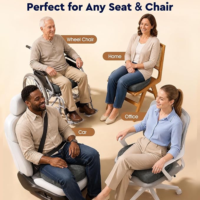 Seat Cushion, Memory Foam Office Chair Cushion - Black, XXX-Large | for Car Seat, Airplane, Desk Chair - Sciatica & Hip & Coccyx Pain Relief Cushion for Long Sitting Office Workers, Car Drivers - Image 7