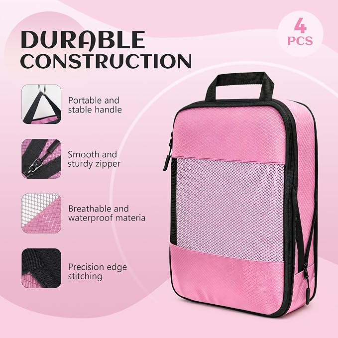 Compression Packing Cubes for Travel Organizer Boxes, Compressible Luggage Cubes Essential Travel Accessories - Image 2