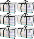BALEINE 6-Pack Oversized Moving Bags with Reinforced Handles, Heavy-Duty Storage Tote for Clothes, Moving Supplies (Clear, 6-Pack) by BALEINE
