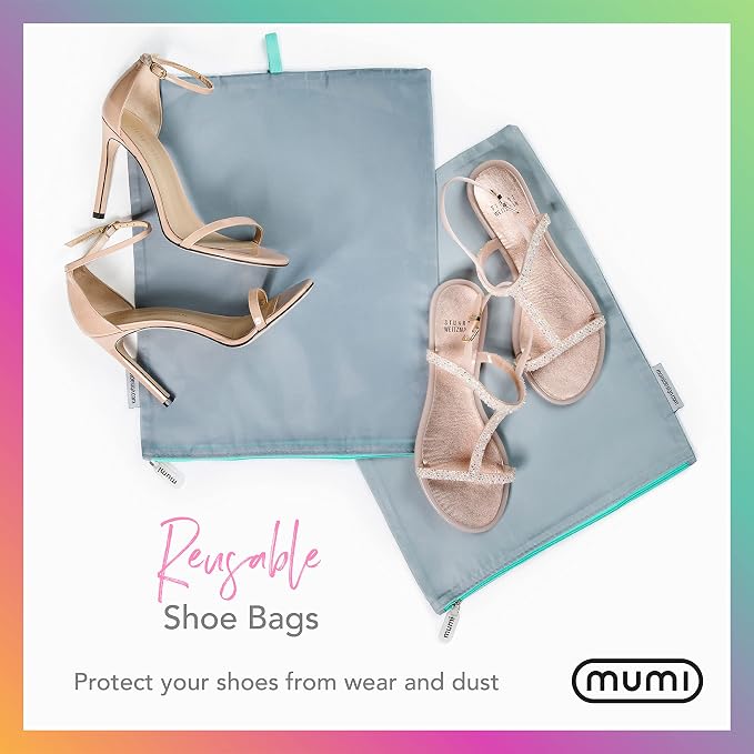 MUMI Travel Shoe Bags Set of 2 - Waterproof Shoe Organizer, Orange | Shoe bags for travel, gym, storage and packing; fits suitcase, closet and backpack, for men and women - Image 2
