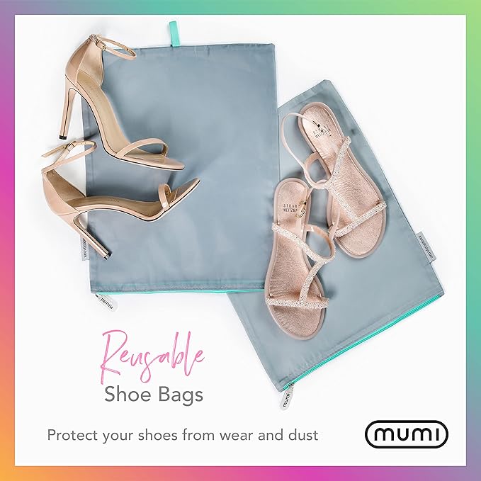 MUMI Travel Shoe Bags Set of 2 - Waterproof Shoe Organizer, Black | Shoe bags for travel, gym, storage and packing; fits suitcase, closet and backpack, for men and women - Image 2