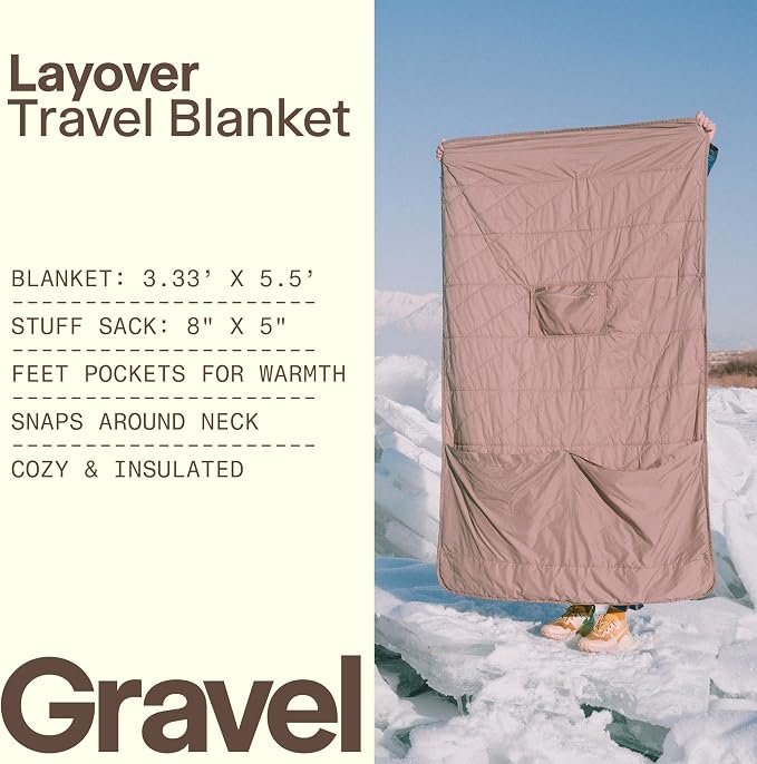 Gravel Layover Travel Blanket – Ultra-Light Compact Blanket for Camping and Outdoor Adventures - Down Alternative Portable Travel Blanket for Layovers & Road Trips (Quartz) - Image 2