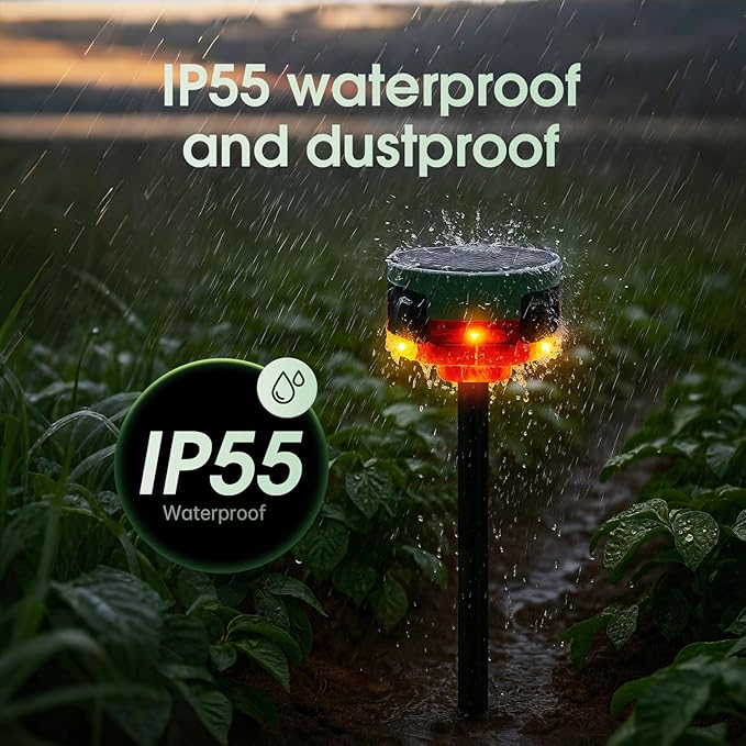 Solar Outdoor Motion Sensor Alarm, 130dB Dog Barking & Gunshot Sound, 13 Sounds, Strobe Light, Support Recording & Volume Control, Keeps Unwanted Animals Away from Yard, Garden, or Farm - Image 4