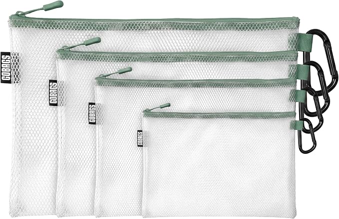 Air Production Multi-Size Clear Zipper Pouch (4-Pack) – Cable Organizer & Travel Gear Bag for Electronics, Camera Accessories, Tool Pouch & Small Tech Storage (Slate) by Unknown