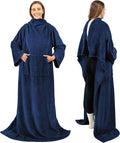 PAVILIA Blanket with Sleeves for Adult Women Men, Soft Warm Wearable Blanket Fleece Wrap Throw, Robe Blanket Gift by PAVILIA