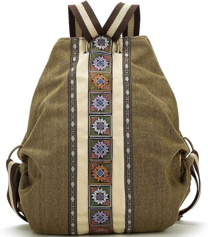 Goodhan Women Canvas Backpack Daypack Casual Shoulder Bag, Vintage Heavy-duty Anti-theft Travel Backpack by Goodhan
