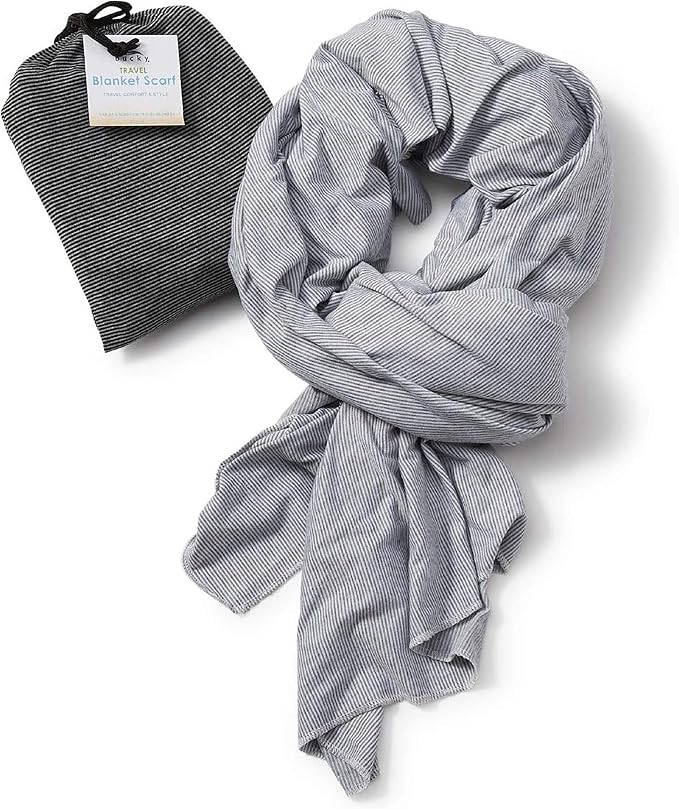 Bucky Jersey Stripe Comfort Travel Accessories, Blanket Scarf, Gray Stripe, One Size - Image 2